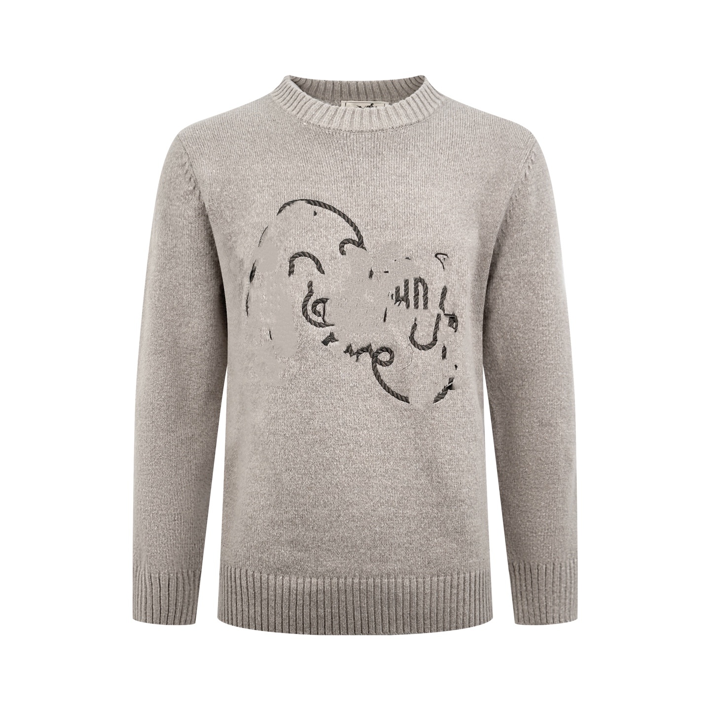 Pull brodé en forme de H avec mélange de laine de coton moelleux-H