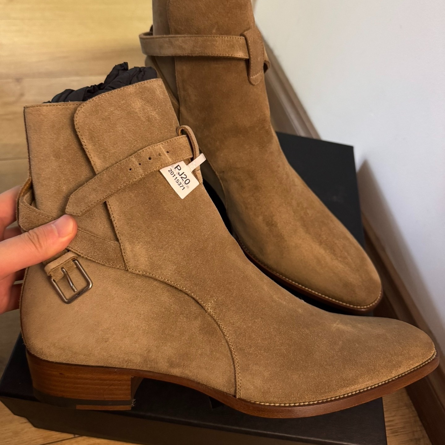 boot Designer Luxury blue suede ankle shoe leather heel block low point toe western cowboy mens casual dress platform rubber outsole black brown hig