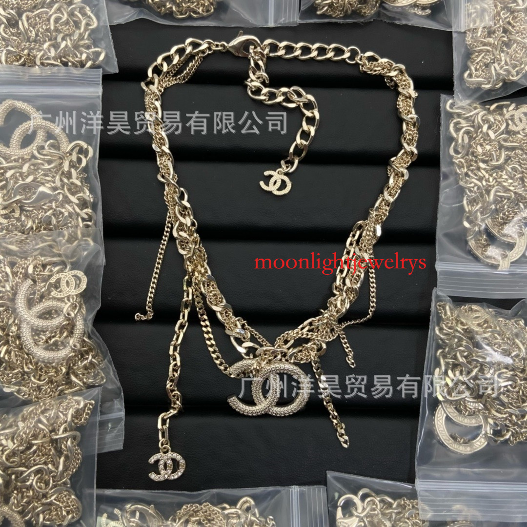 Designer Jewelry cc necklaces High quality letter multi layer chain tassel lava necklace women high end versatile choker for women