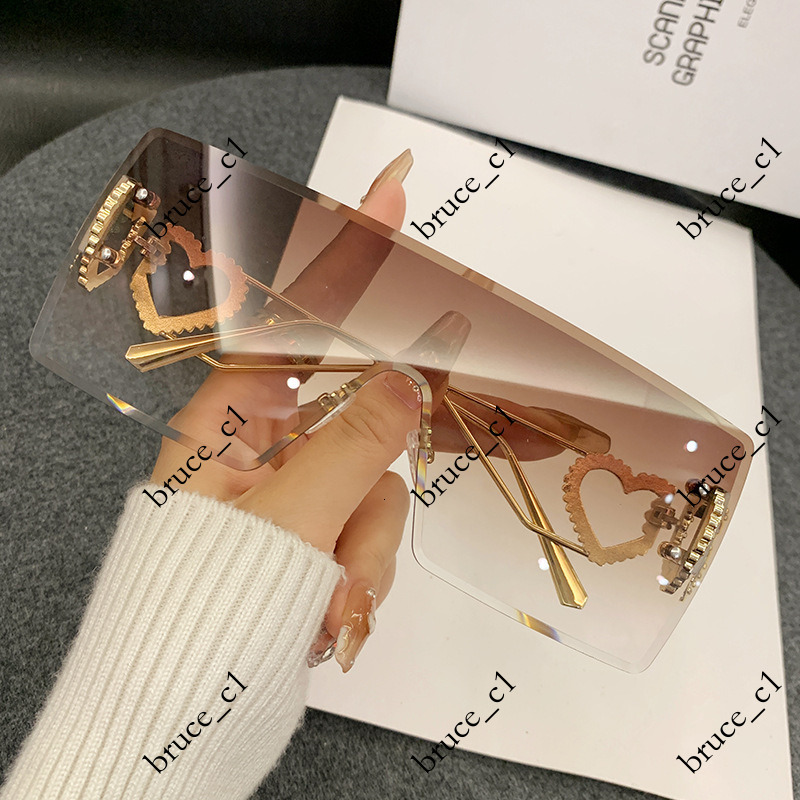 2024 New Fashion One-Piece Heart-Shaped Rimless European and American Y2K Internet Celebrity Style Trendy Sunglasses Cross-Border