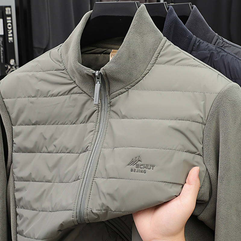 Men Stand Collar New Warm Casual Jacket In Stock Autumn Winter Solid Color Wool Blend Fleece Versatile Men's Outerwear