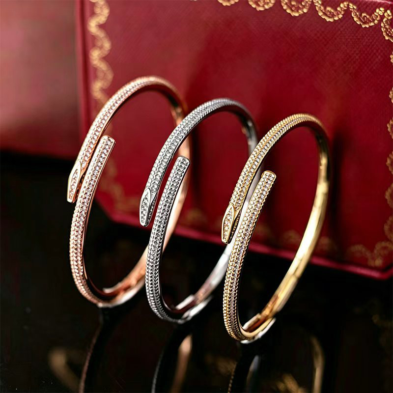 Bracelet à ongles en diamant, marque de luxe, exquis, plein de diamants, haute qualité, or 18K, usage quotidien, bijoux de styliste