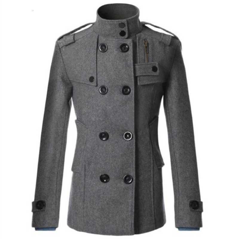 Wool Blends Mens Double Men's Breasted Cotton Coat New Wool Blend Solid Color Casual Business Fashion Slim Trench Coat Jacket Mens Clothing D26