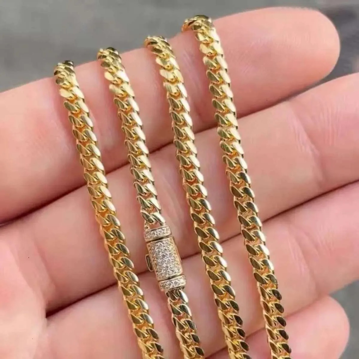 Wholesale 10K 14K Solid Real Gold 8MM Cuban k Chain Bracelet Iced Out Hip Hop Moissanite Necklace Fine Jewelry Men Women