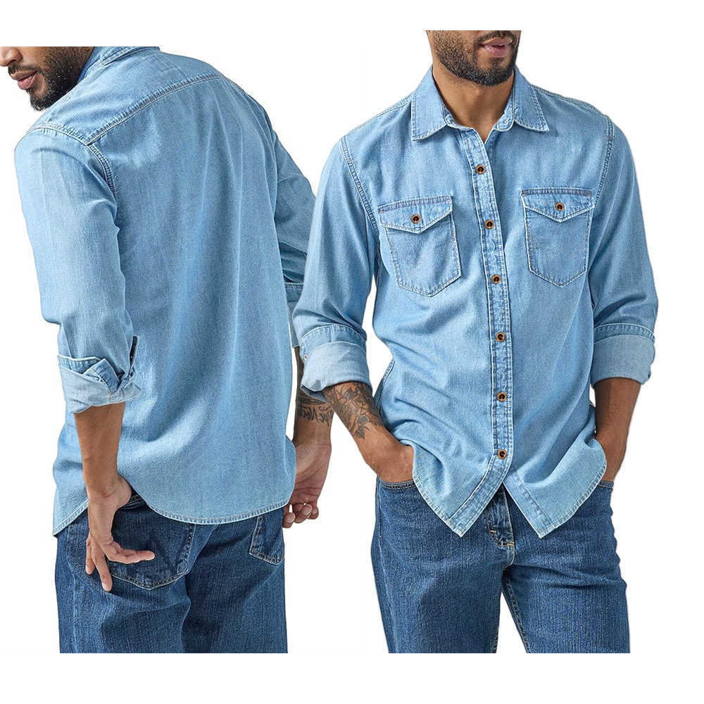 Plus Men's Men's Casual Shirts Size Shirt 2026 New Vintage Imitation Denim Shirt for Men Casual Long Sleeve Button Down Shirts Slim Fit Wo