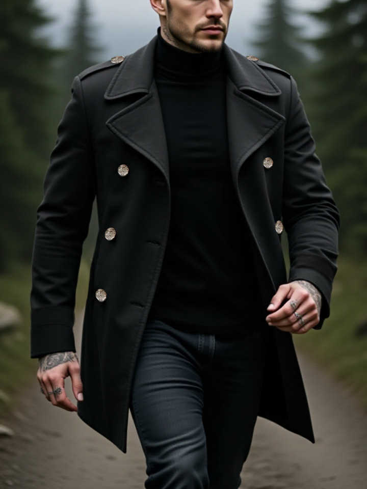 Wool Blends Winter Men's Men's Solid Coat Double-Breasted Jacket in Woolen Fabric Thickened Lining for Ultimate Warmth - New Arrival D2609
