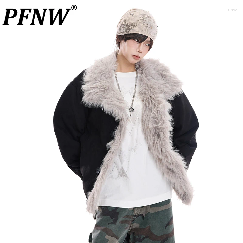 American Style Faux Fur Collar Cotton Jacket Men's Fashion Thickened Warm Long Sleeve Cardigan Coat 2026 Winter 28L3569