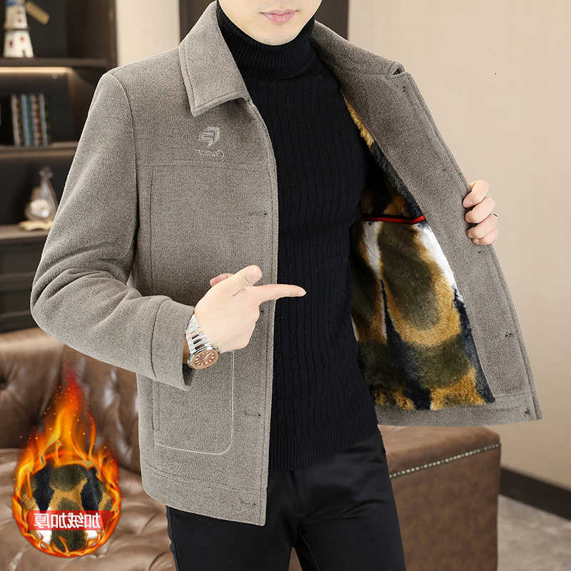 Quality Blends High Men's Wool Woolen Blend Jacket for Men Winter Thick Warm Casual Business Woolen Jacket Streetwear Overcoat Social Men Cloth