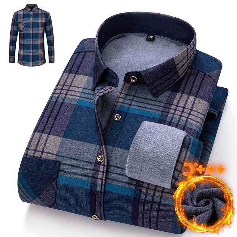 Warm Men's Winter Casual Shirts Men's Plaid Shirts Thickened Flannel Casual Menswear Long Sleeve Plus Size Office Workwear Casual Male Che
