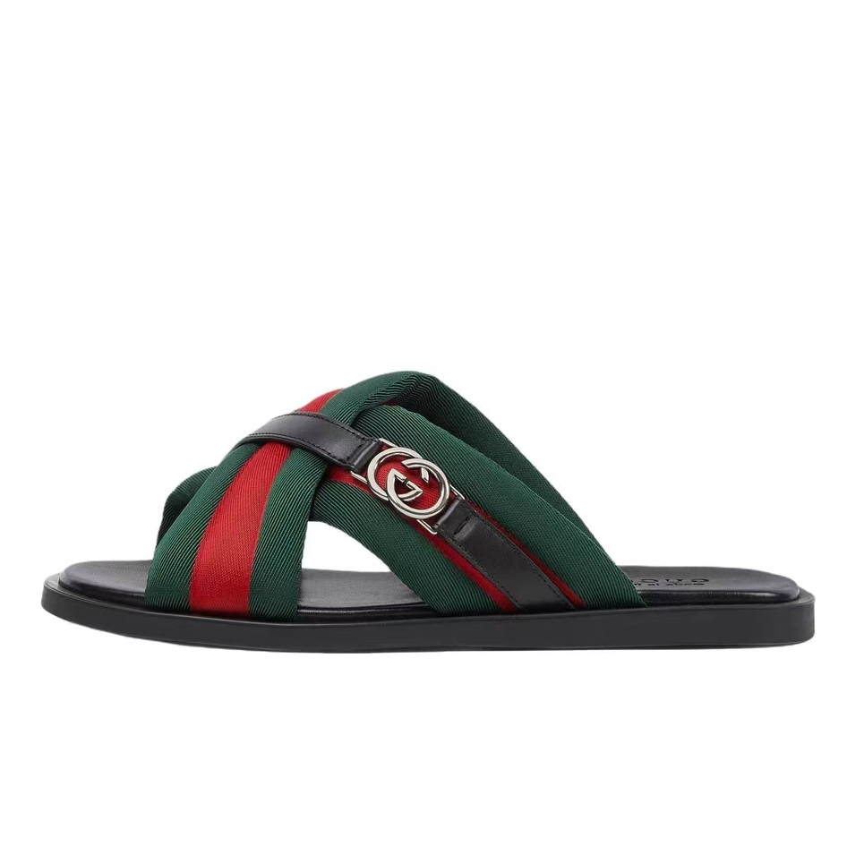 Sandales de style Maverik inspirées du designer, pantoufles classiques à profil bas avec détails Web, chaussures quotidiennes à la mode taille 35