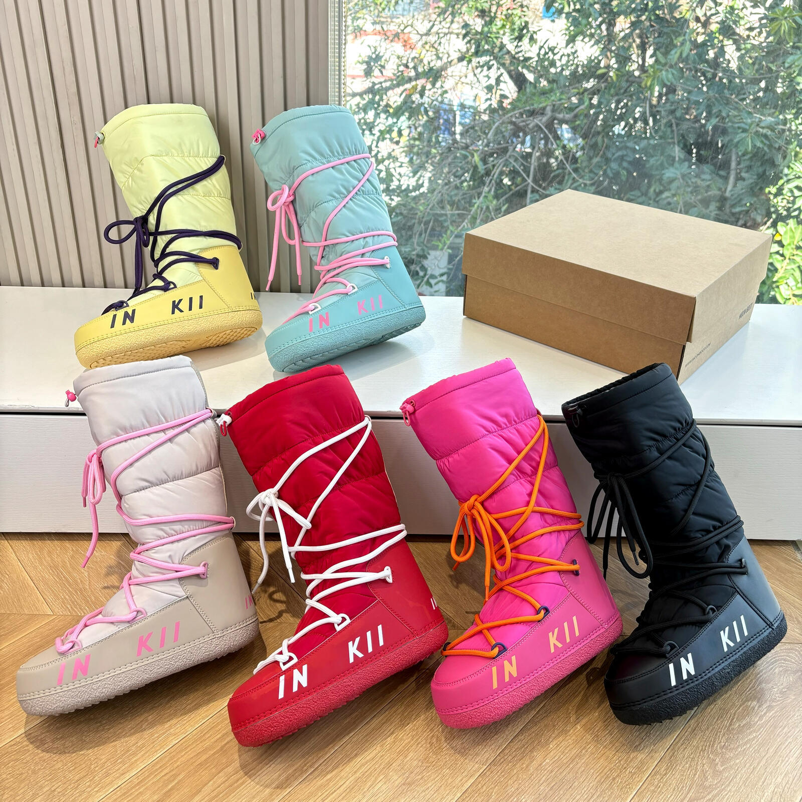 INUIKII Classis Designer Knee boot Drawstring Womens Fashion Outdoor Autumn Winter Snow Boots luxurys Warm Fleece Lined Lace Up Mid Calf boots Water