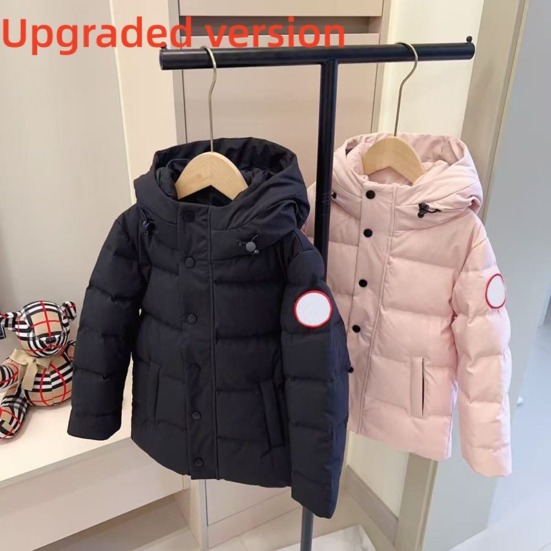 Kids Hooded Puffer Jacket Winter Warm Thick Down Coat for Boys Girls Windproof Outdoor Ski Parka Black Pink 2 Colors Upgraded version
