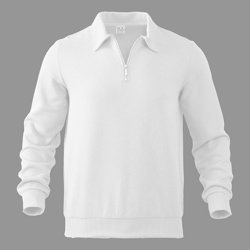 Sweat-shirt à manches longues pour hommes, col à revers, demi-fermeture éclair, Texture diamant tissée, hauts confortables, décontractés, pour us