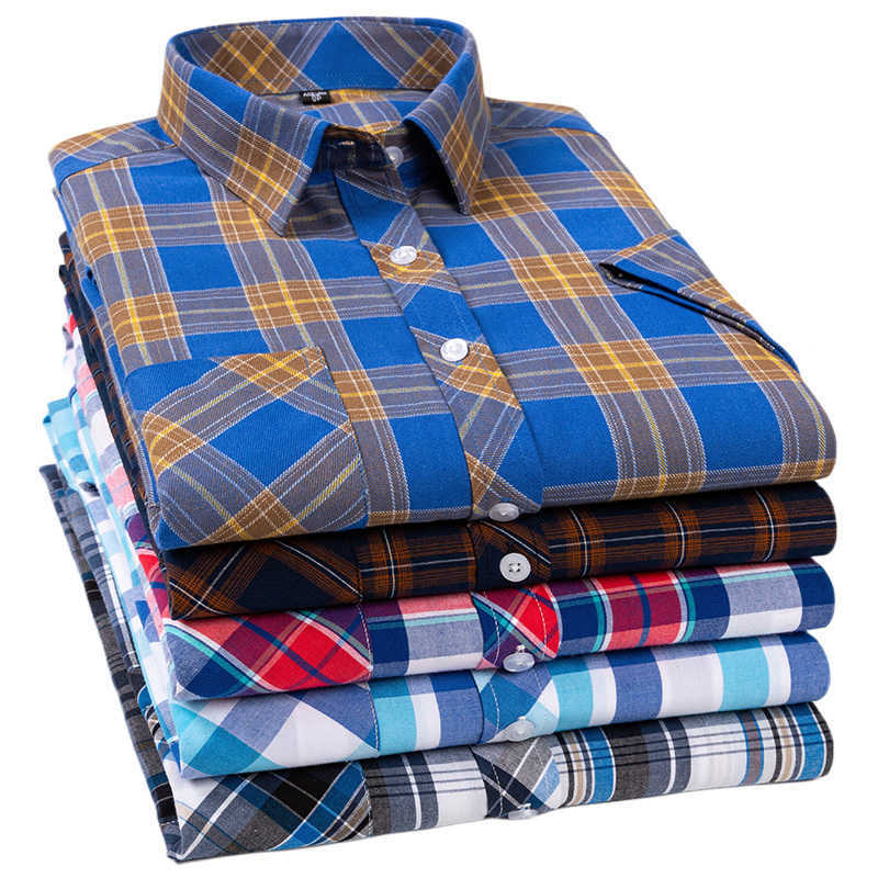 Summer Men's 2026 Casual Shirts Cotton Plaid Short Sleeve Shirts For Men Plus Size Regular Fit Classic Young England Style Shirts Man's Cl