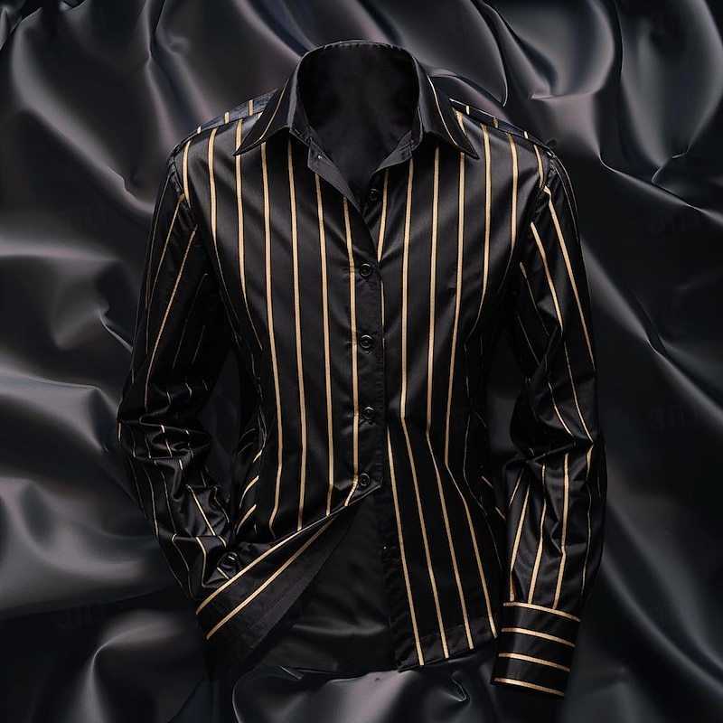 Fashion Men's Casual Men's Shirts Striped Shirt Stylish Casual Outdoor Long Sleeve Lapel Button Soft and Comfortable Material New Hot Sale