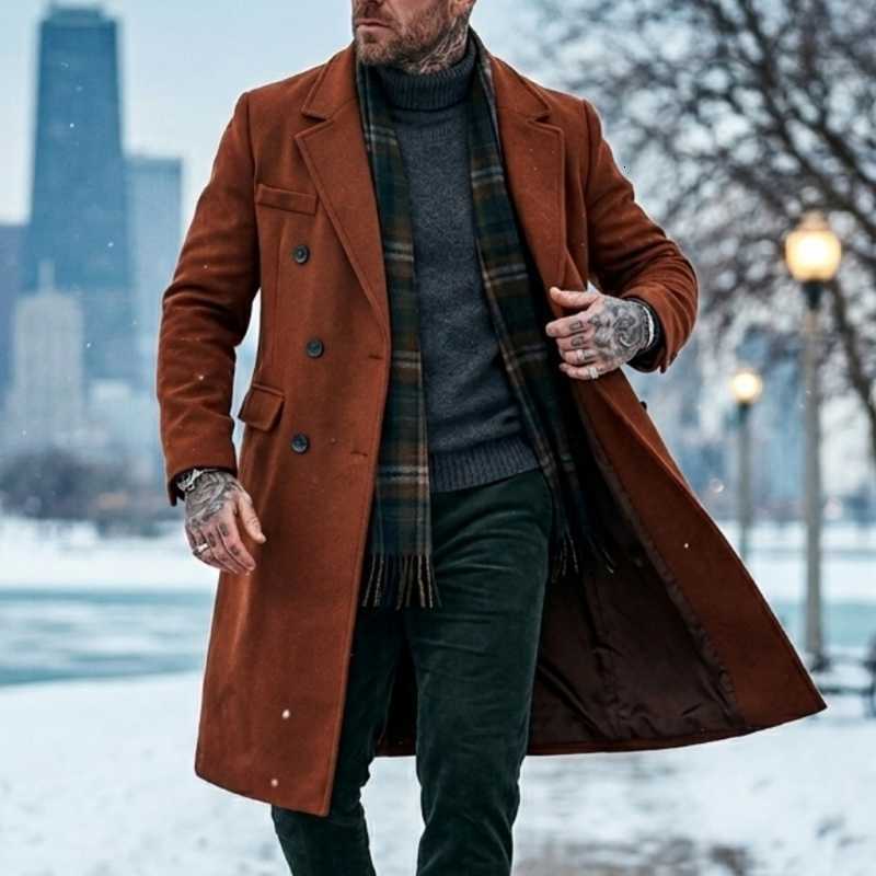 Winter Men's Wool Blends New Men's Wool Blend Extended-Length super Long Trench Coat Business Casual Streetwear Warm Outdoor Jacket for Me