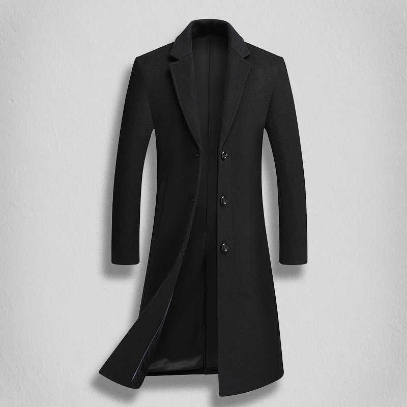 men's Men's Wool Blends fashionable and stylish new men's solid color versatile trendy and casual long woolen coat D260921