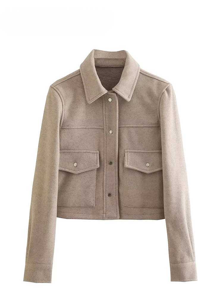 Women's Jackets Jackets For Womens Autumn Fashion Solid Front Pockets Button Long Sleeve Jacket Elegant Woman Casual Outerwear Coat C260921