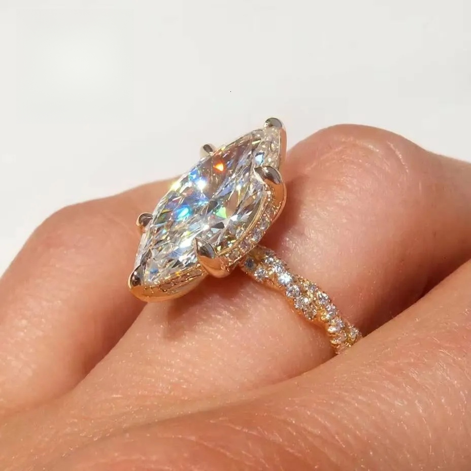 IGI Certified Marquise CVD Grown Twisted Vine Custom 925 Silver Vvs Lab Created Diamond Engagement Ring Jewelry