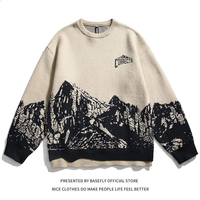 Autumn Winter Ice Mountain Print High Streetwear Men Sweater Shirt Unisex Couple Women Sweatshirt Pullover Casual Hip Hop Chic 260918