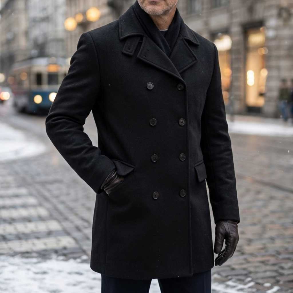 New Men's Wool Men's Blends Trench Coat Double Breasted Winter Jacket Business Casual Men's Long Knee-length Jacket Street Wear Male