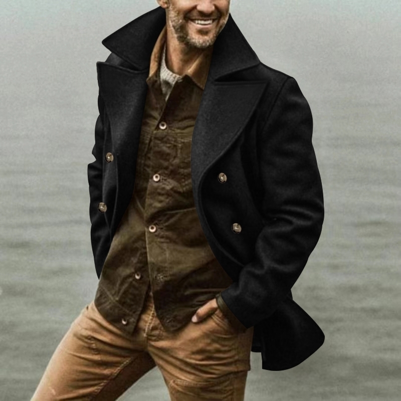 Autumn and winter trench coat business men's woolen midlength double breasted casual y260920