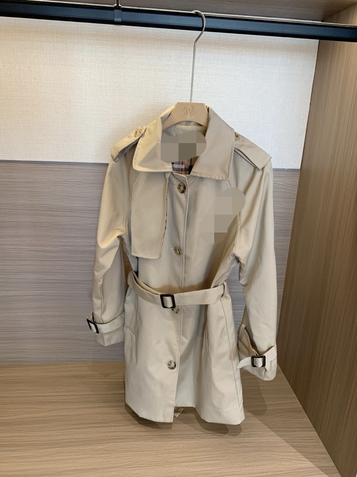 trench coat women Womens classic lapel trench coat mid length windproof jacket with plaid lining outerwear for spring and autumn
