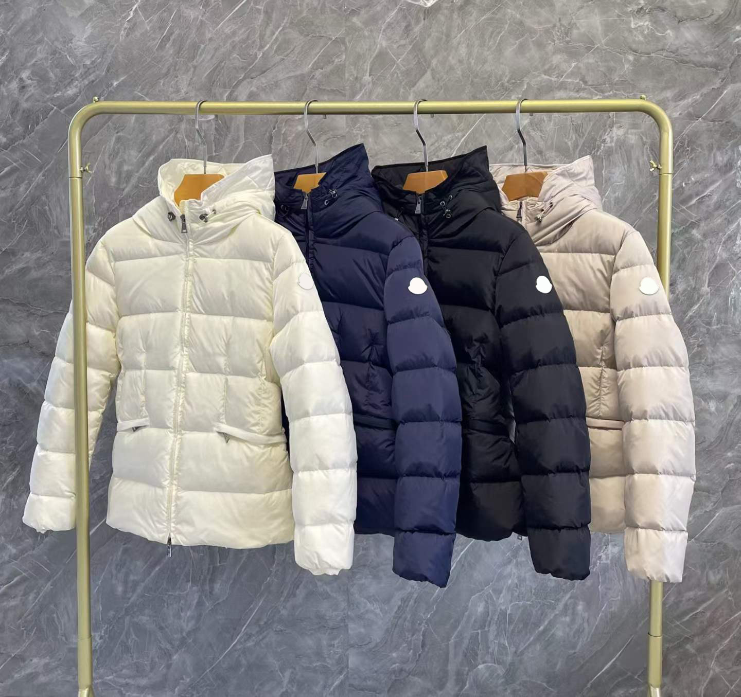 Designer puffer down jackets Italian women long jacket fur hooded parkas woman Boe dic short winter coats elastic belt casual outdoor parka ladies o