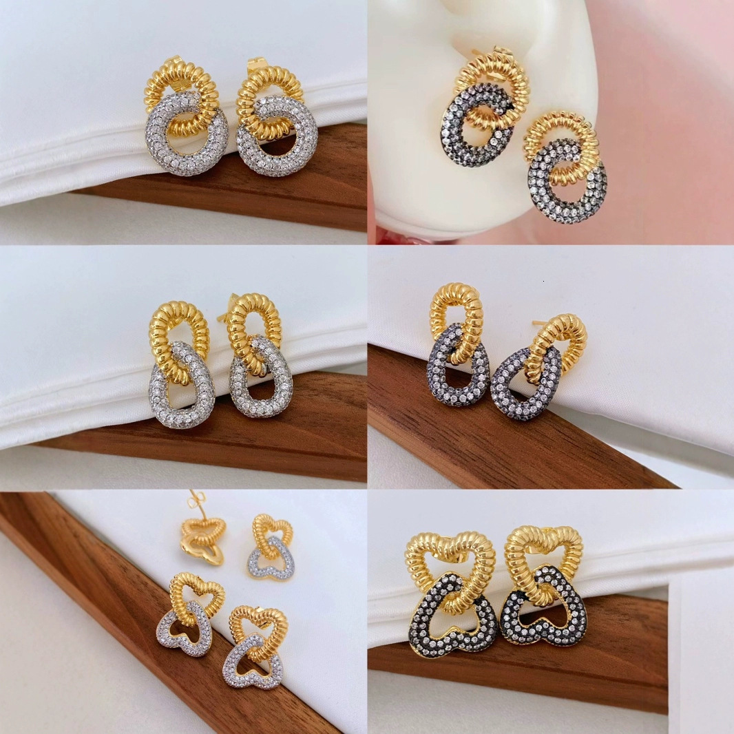 Luxurious Designer Best-selling Double-layer High-end Style Earrings - Copper-plated Genuine Gold With Zirconium Stones, Cross-shaped Earrings For W