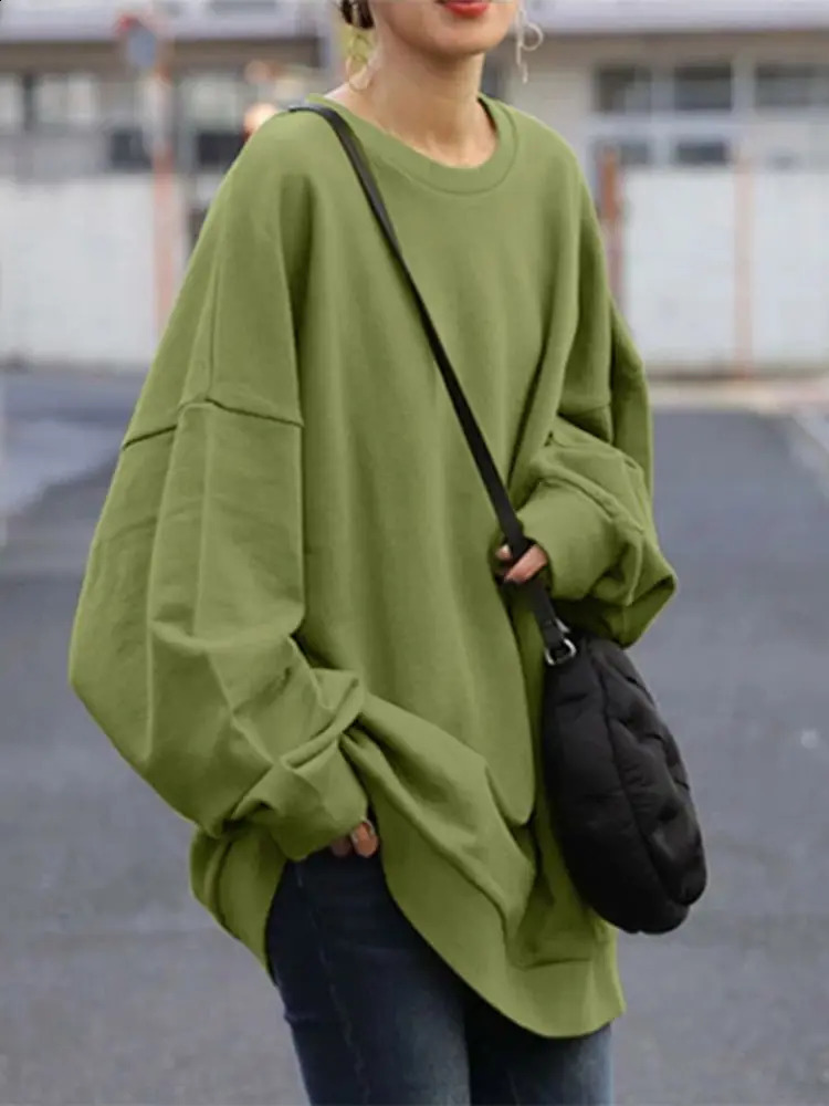 ZANZEA Oversized Winter Sweatshirt Fashion Women Long Sleeve Solid Loose Pullover Autumn Hoodies Casual Sweatshirts Streetwear 260921