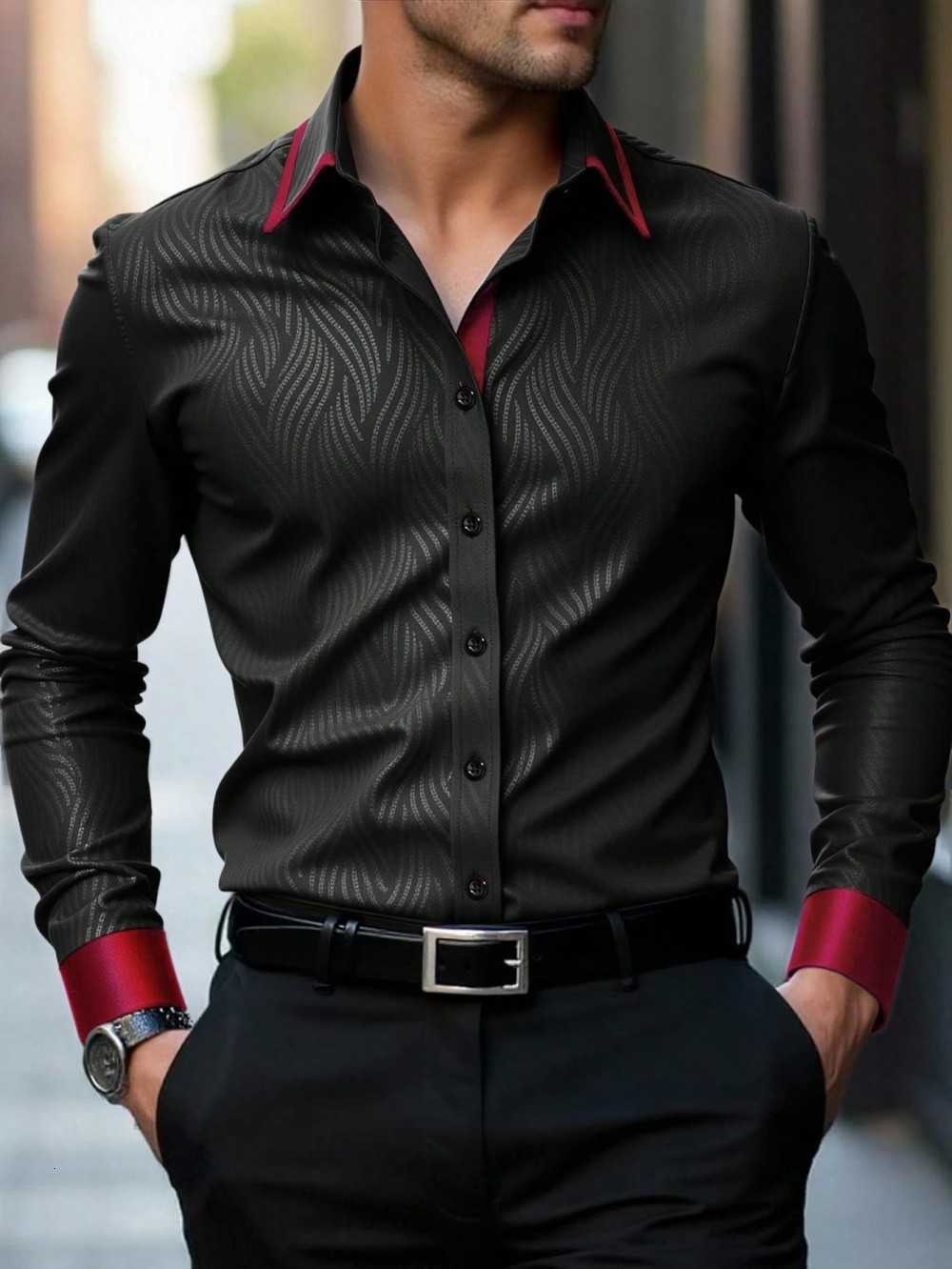 Casual Shirts Men's Elegant Men's Long Sleeve Shirt Autumn Fashion Casual Business Stand Collar Shirt Suitable for Parties Weddings Commut
