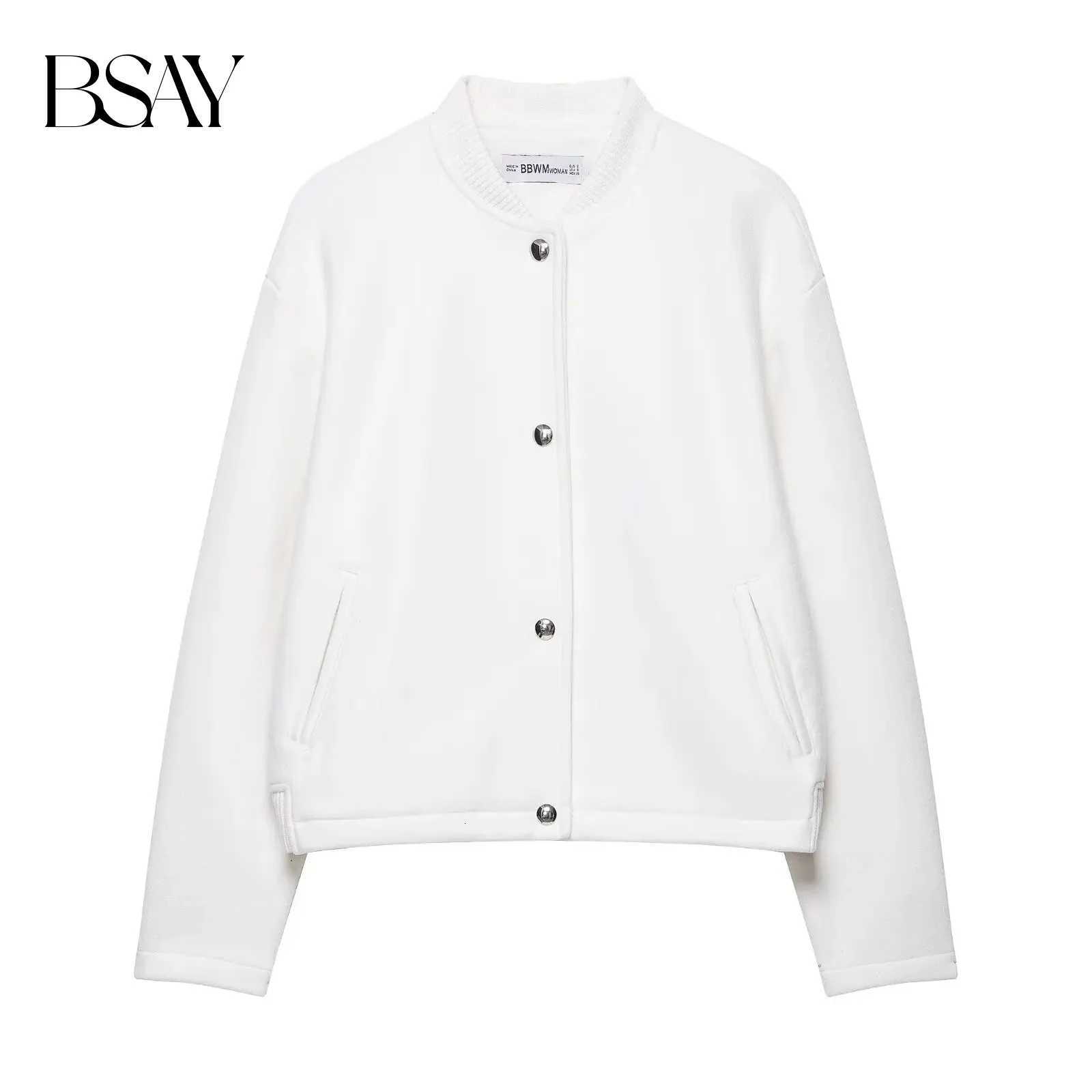 Jackets BSAY casual simple Women's solid color women's autumn new item 2025 gold single row button loose soft pilot jacket C260921