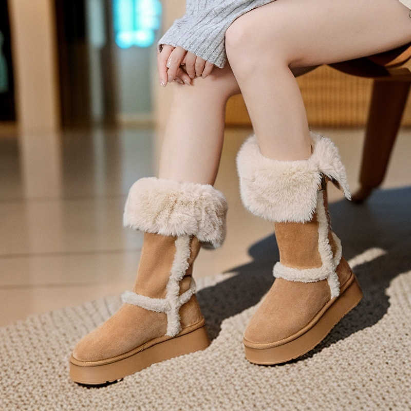 Women's two-way wear gray thick-soled snow boots 2026 winter fleece-lined and thickened snow boots for women L26921
