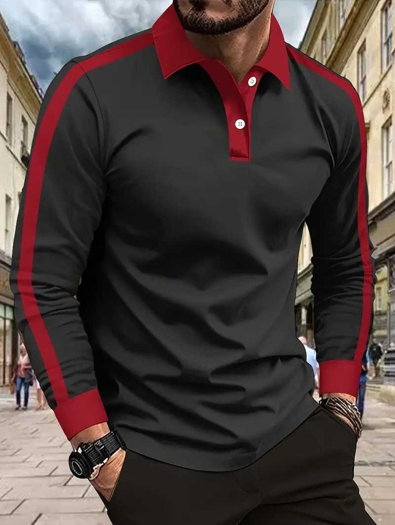 Casual Shirts THe New Men's Men's Long-Sleeved POLO Shirt for Spring and Autumn 2025 Is Casual Fashionable and Comfortable wiTH 3D Pattern