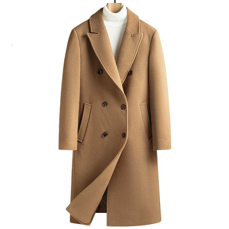 Autumn Blends New Men's Wool Winter Men's Thickened Wool Overcoat Double-breasted Knee-length Long Woolen Trench Coat D260921