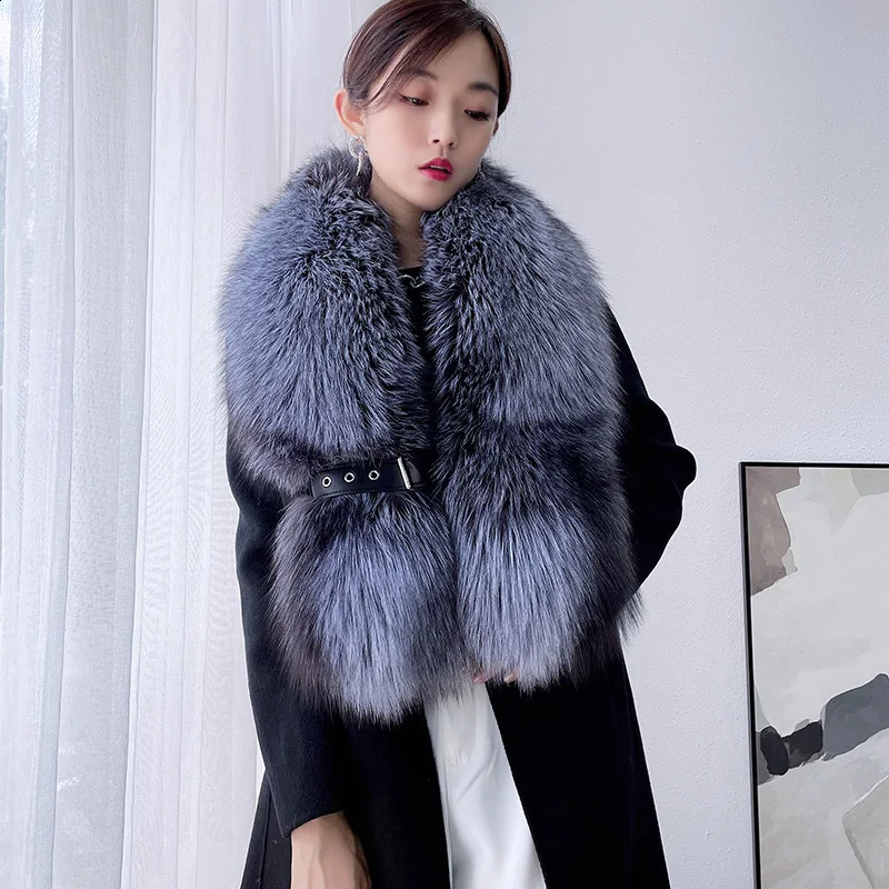 Natural 100% Fox Fur Scarf Shawl Winter Neck Warm Whole Fox Big Scarves Decorate Women y Fox Fur Collar Muffler Wrap 260920