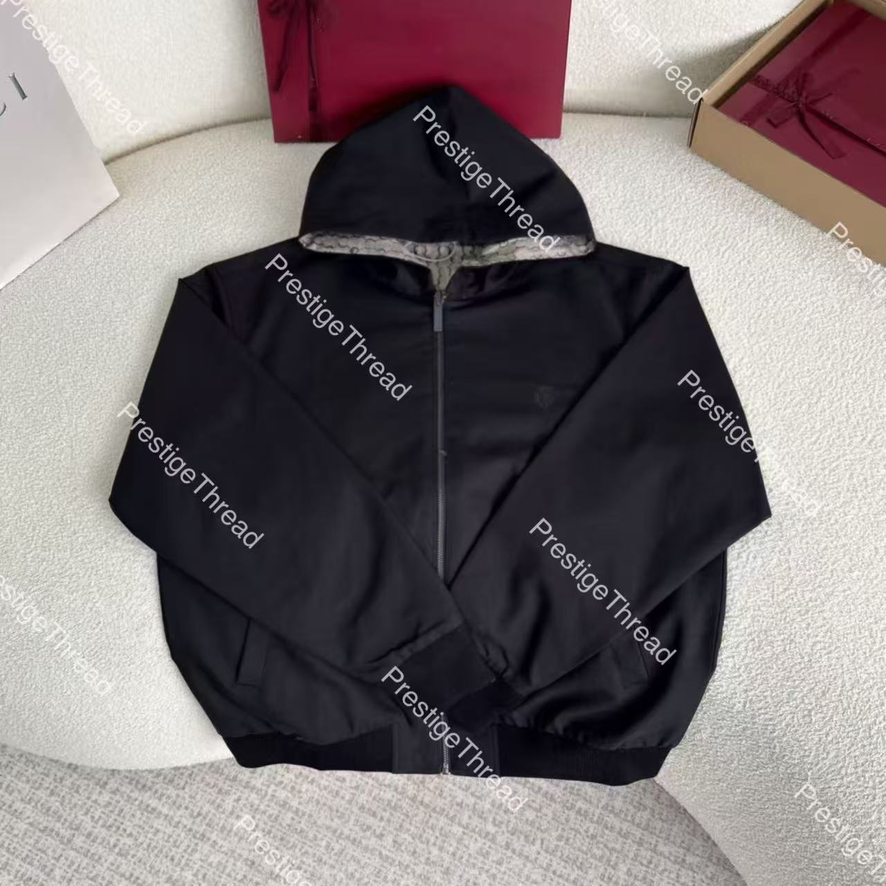 26 New Designer Men's Jackets Double-Sided Canvas Embroidered Logo Zipper Jacket Coat for Couples