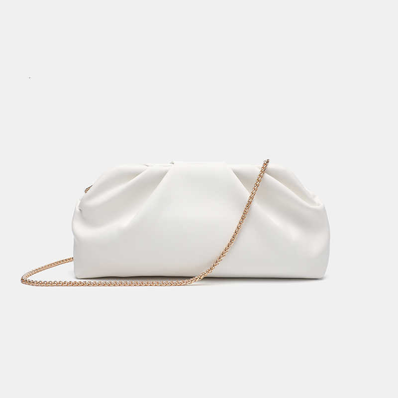 White New Evening Cloud Bags Pleated Bag fashion Chain One-Shoulder Crossbody Bag French Elegant Dinner clutch D260922