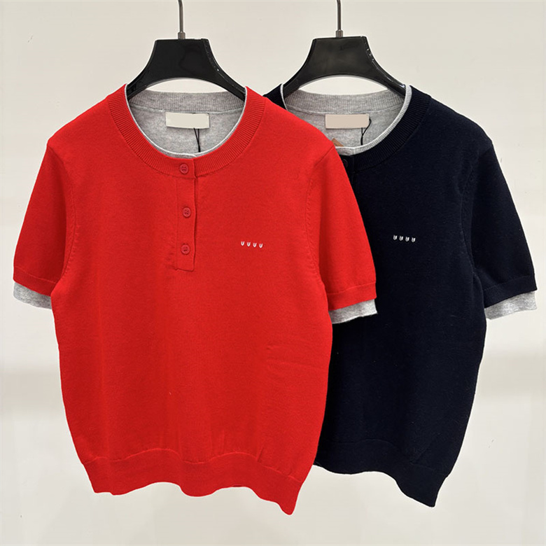 Designer Woman Vintage Knit Shirt Short Sleeve Minimalist Tee Summer Spring Commuter School Daily Casual Wear