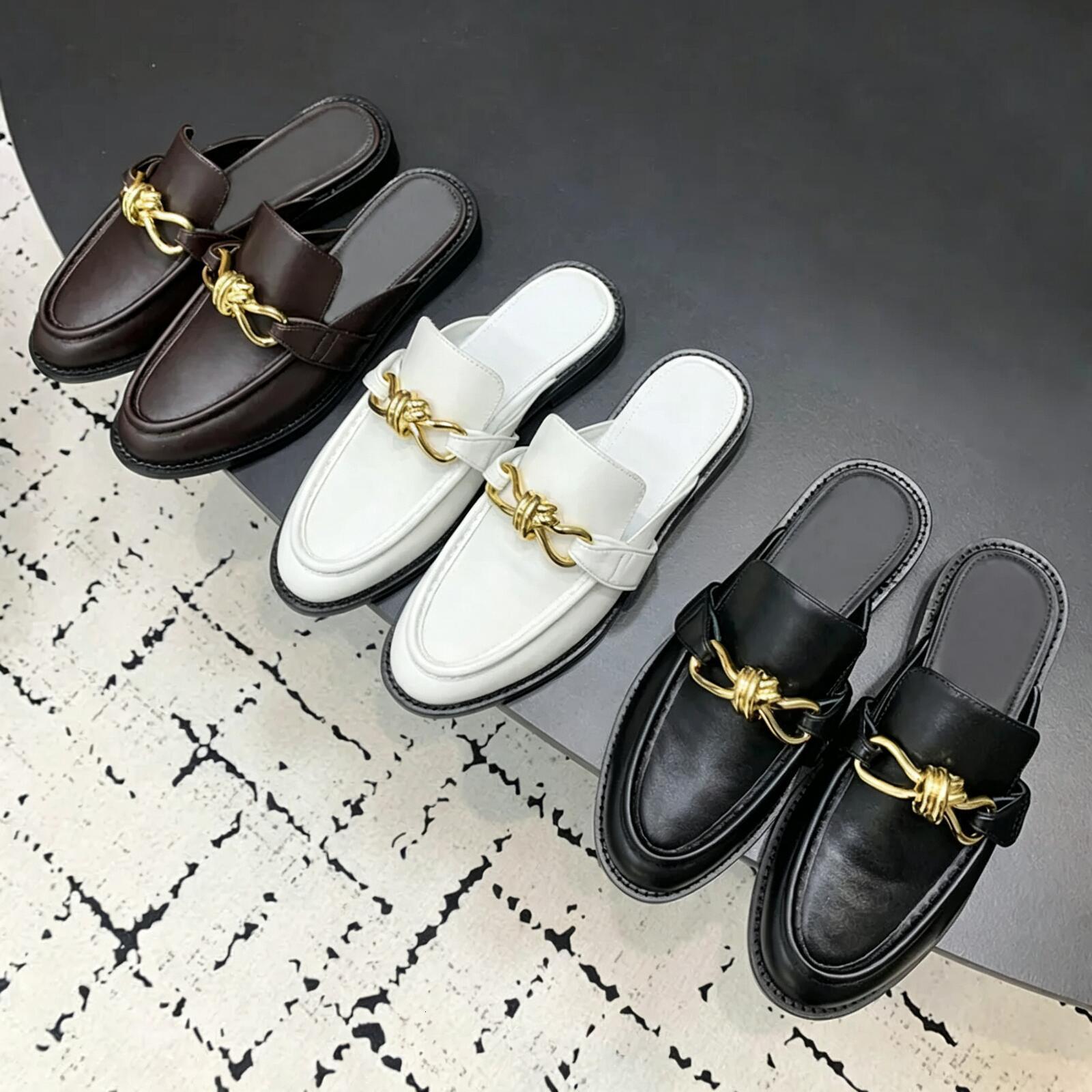 10A new High quality Astaire classic Real leather Suede mules Flat loafers slipper slip on Scuffs Luxury designer slides Women Vacation Walking shoe
