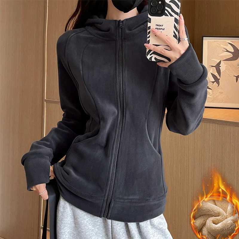 Jackets Sporty Slim Fit Women's Sweatshirt Jacket Women Autumn Winter Thick Fleece Lined Cotton Jackets for Woman Zipper Up Warm Coats Ladies C