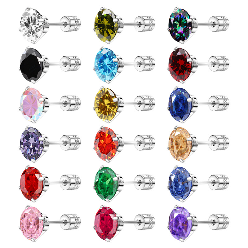 Double Side Cubic Zirconia Screw Back Stud Earrings Stainless Steel Earrings for Women Men Fashion Jewelry for Cartilage Piercing Sleep