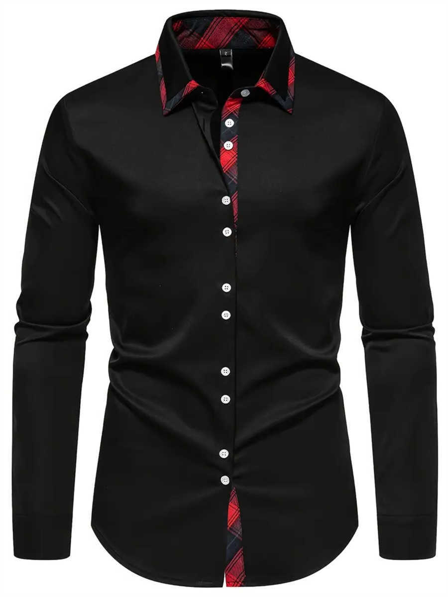 Men's Men's Casual Shirts Three-Color Solid Color Shirt Long Sleeves Multi-Button Business Casual Comfortable High-Quality Lapel Men'