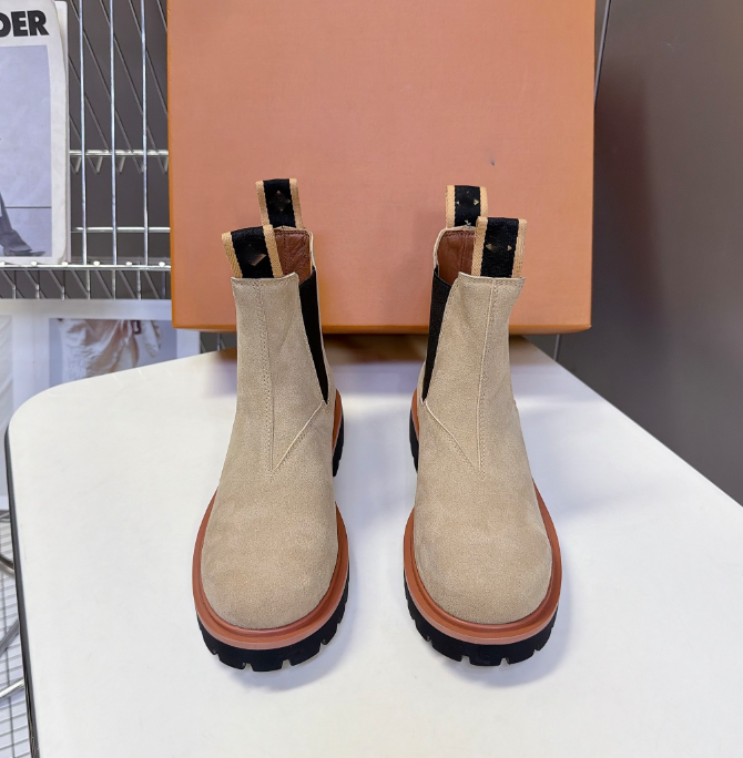 Designer luxury top-grain suede ankle boots for men, high-end casual Chelsea boots, soft and non-slip leather boots, couple style