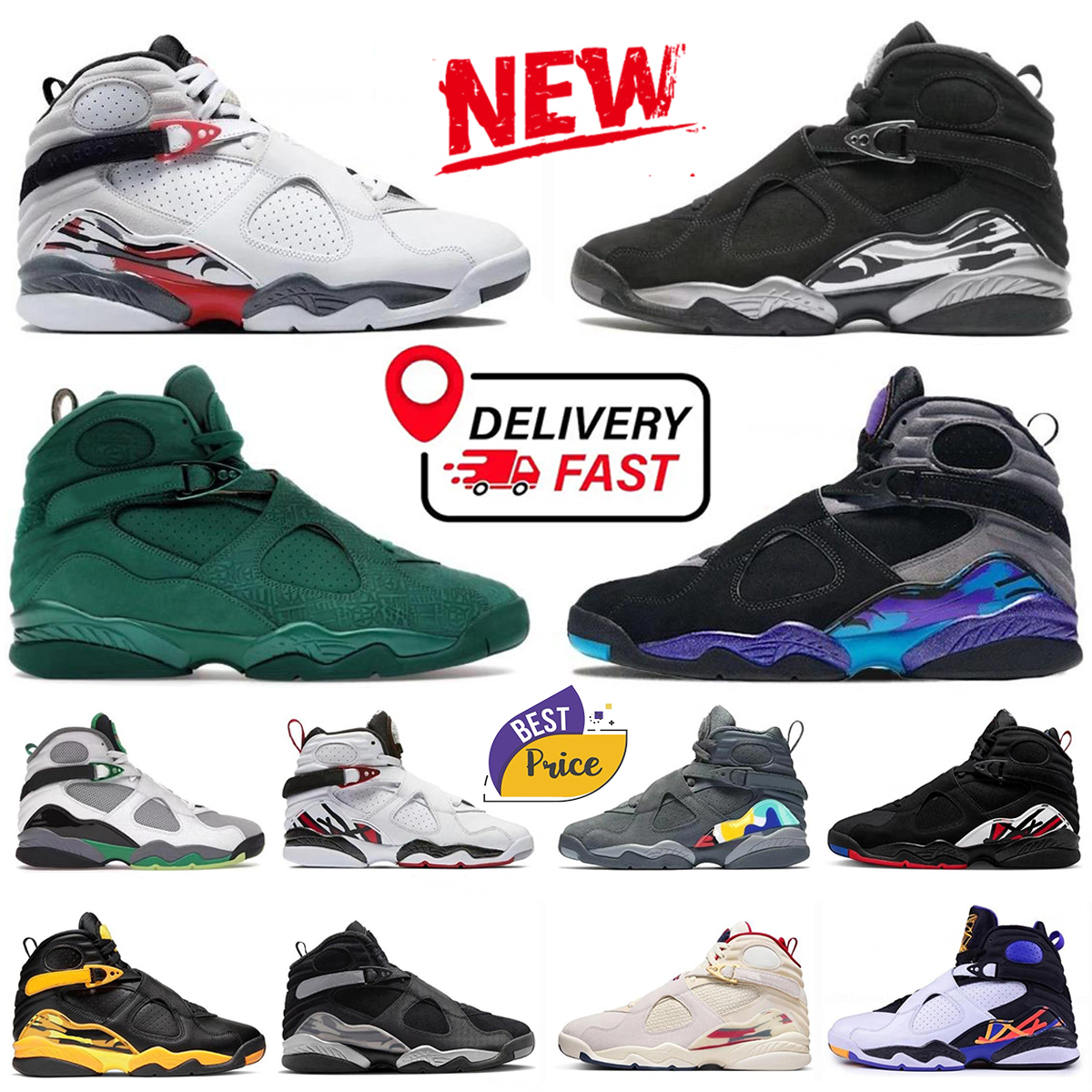 8 8s 2026 Chrome White True Red designer basketball shoes sneakers Playoff Bunny Cool Grey taxi green blue mens trainer outdoor men women sports sho