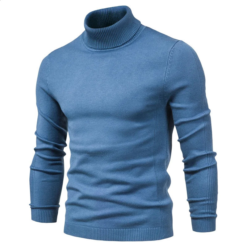 Winter Turtleneck Thick Mens Sweaters Casual Turtle Neck Solid Color Quality Warm Slim Pullover Men 260921