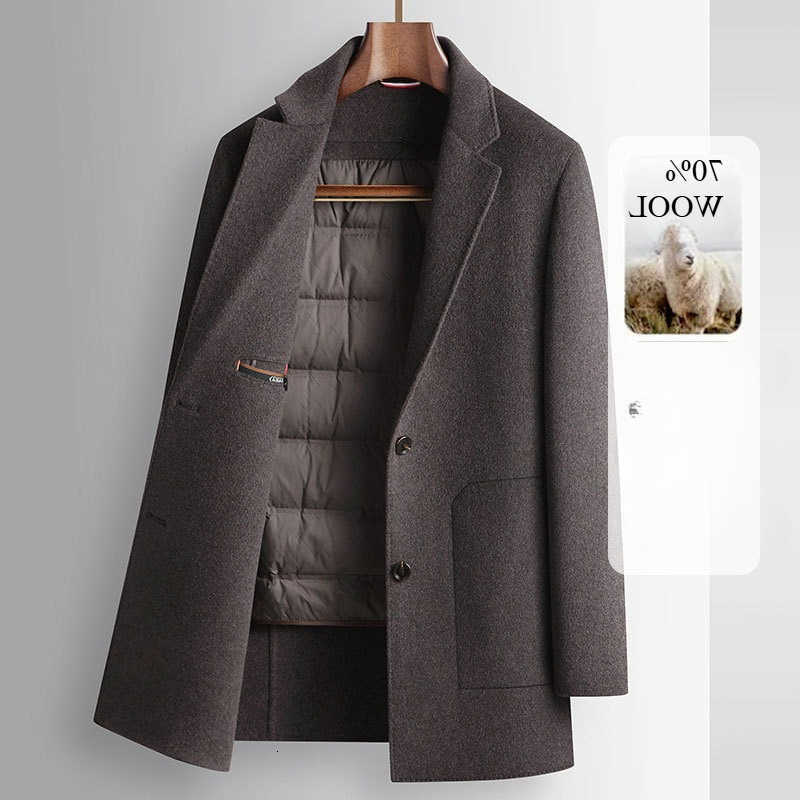 nuovo Blends Arrivo uomo Lana Cappotto da uomo autunno inverno colletto di media lunghezza con piumino staccabile giacca da lavoro in lana calda per
