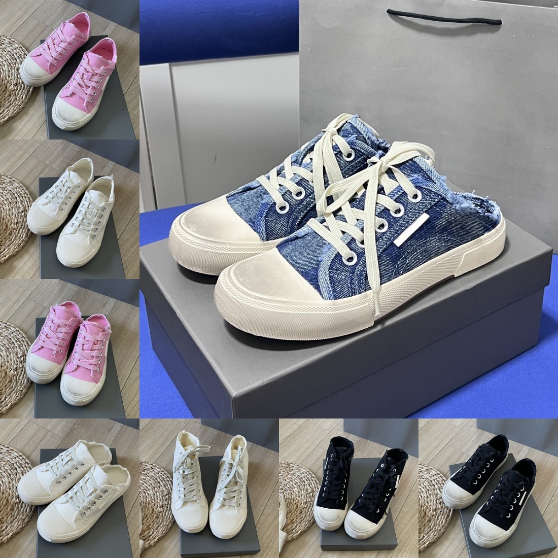 Women Luxury Casual Shoes Designer Sneaker Dirty Vintage Leather Black White Pink Denim Blue Lady Canvas Shoe Outdoor Platform Sneakers Jogging Walk