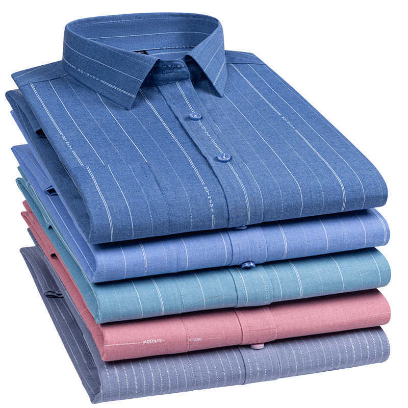 Long Shirts Men's Sleeve Casual Shirt for Men Casual Single Pocket Button Striped Casual Shirt Men Long Sleeve Slim Fit Male Social Formal Shir