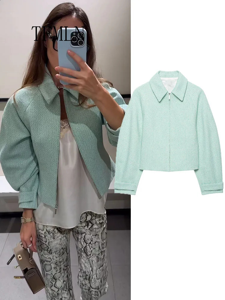 TFMLN Causal Women's Zipper Lapel Jackets Autumn Winter Fashion Long Sleeve Daily Coats High Street Ladies Outwear 260920
